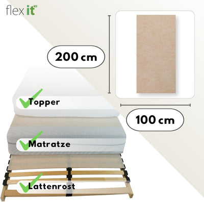 Flex it - flexTopp 100x200 cm Antirutschmatte für Bett Matratzen Befestigung Topper Matratze Lattenr