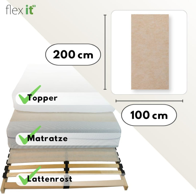 Flex it - flexTopp 100x200 cm Antirutschmatte für Bett Matratzen Befestigung Topper Matratze Lattenr