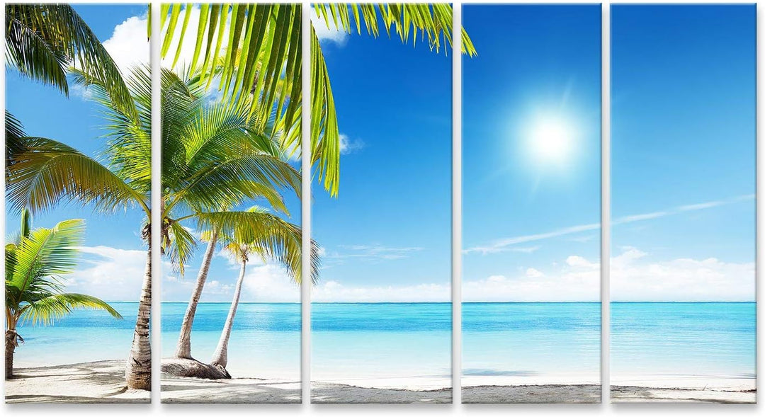 islandburner Bild auf Leinwand Karibisches Meer Und Kokosnusspalmen Bilder Wandbilder Poster Leinwan