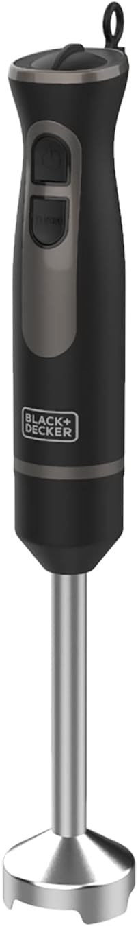 BLACK+DECKER BXHBA600E Stabmixer, 3 Zubehörteile, 600 W, Edelstahl, Kunststoff, 20 Geschwindigkeiten