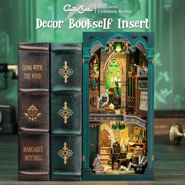 CUTEBEE Book Nook DIY Kit – DIY Puppenhäuser Miniatur Haus Kit mit Möbeln und LED-Licht, 3D Puzzle B