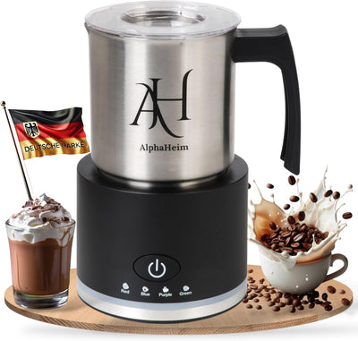 AlphaHeim Milchaufschäumer elektrisch, spülmaschinengeeigneter Milchschäumer, Edelstahl (600 Watt, 1