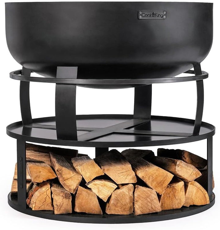 CookKing Stahl Feuerschalenbasis Ø 82 cm | Zubehör für Feuerschalen | Robuste Bodenplatte & Holzlage