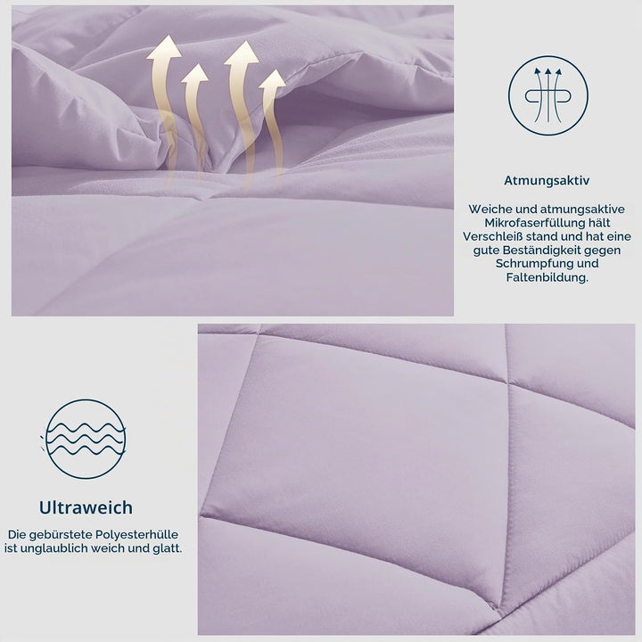 WAVVE Bettdecke 140x200 cm Ganzjahresdecke 4 Jahreszeiten, Steppdecke 300gsm Mikrofaser 140x200cm, S