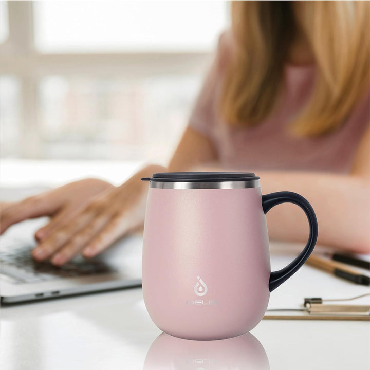 Ideus Kaffeebecher 470 ml (16 oz), doppelwandige vakuumisolierte Kaffee- und Teetasse aus Edelstahl