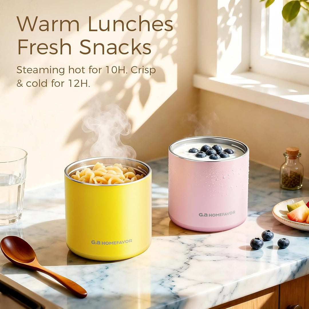 G.a HOMEFAVOR Thermobehälter für Essen 532ml, Edelstahl Warmhaltebehälter mit Löffel, Thermobecher A