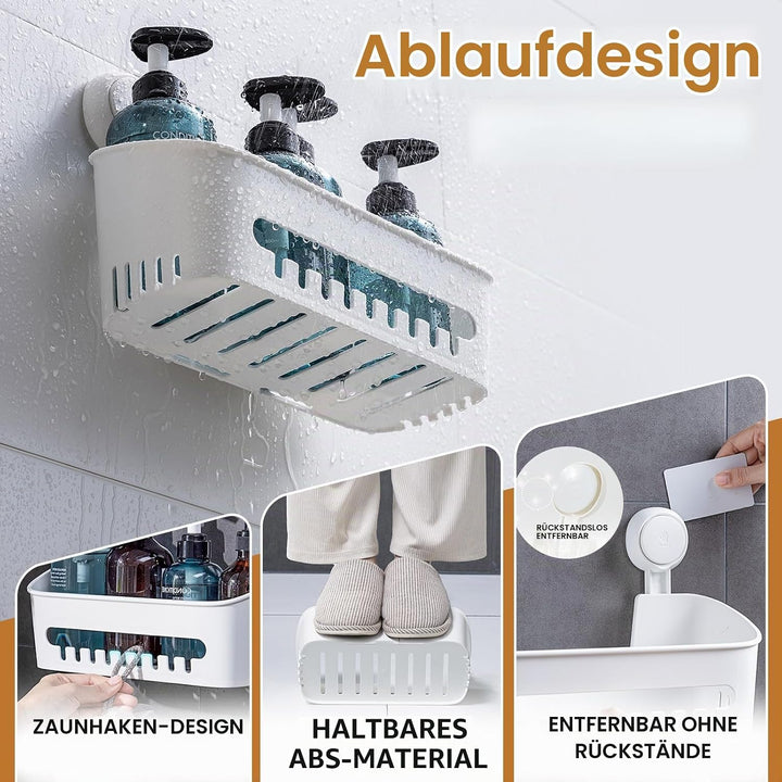 LEVERLOC Duschablage Ohne Bohren Saugnapf Dusche Organizer Grosse Kapazität Bad Organizer Ohne Bohre