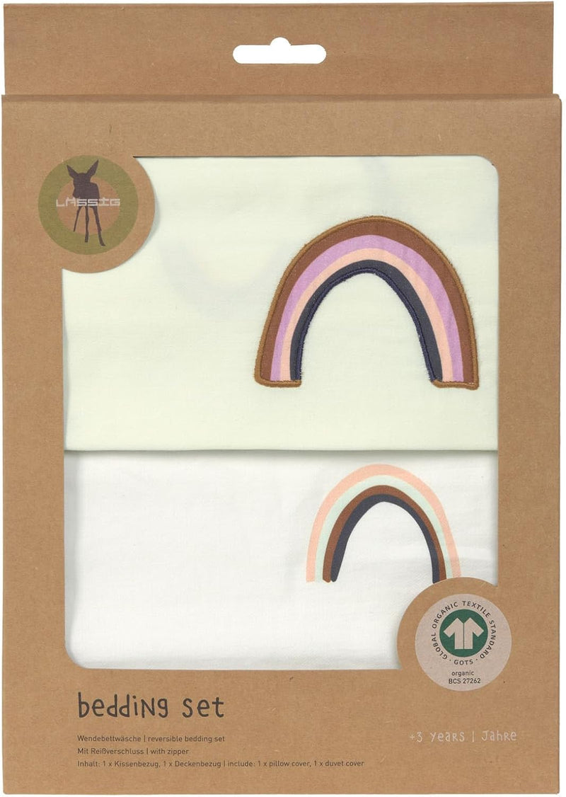 LÄSSIG Kinder Bettwäsche Set aus Bio Baumwolle GOTS zertifiziert 2-teilig/Bedding Set Rainbow milky/