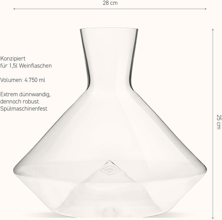 Josephinenhütte® JOSEPHINE N° 8 Decanter Magnum [FUNKTIONAL & ELEGANT] - handgefertigt & mundgeblase
