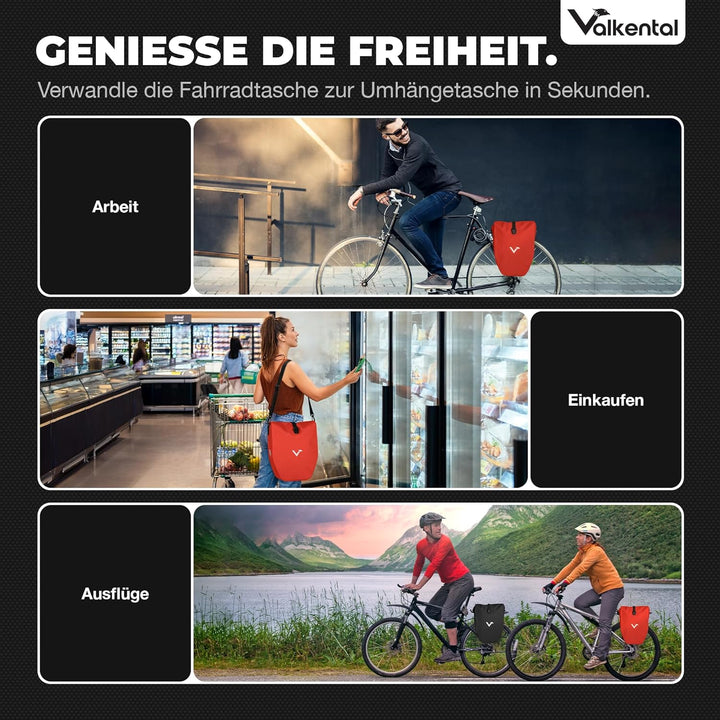 Valkental - Grosse &amp; wasserdichte Gepäckträgertasche - 28L Füllvolumen - Fahrradtasche für Gepäckträ