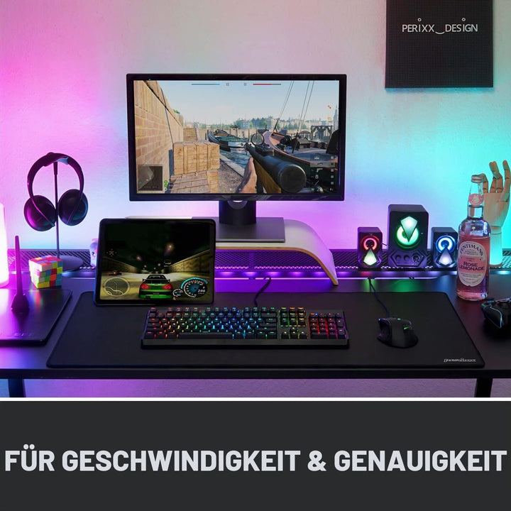 Perixx DX-1000XXL, Gaming Mauspad - Abmessung 900x430x3mm - Anti-Rutsch-Funktion durch gummierte Unt