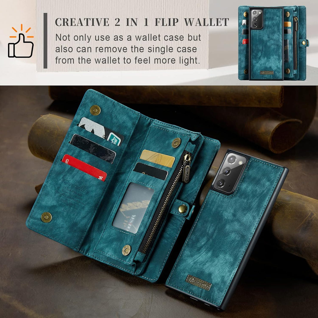 UFinetech 2-in-1 Luxus Samsung Galaxy Note 20 Hülle Case Tasche Magnetische Gute Flip Kartenfach Ket