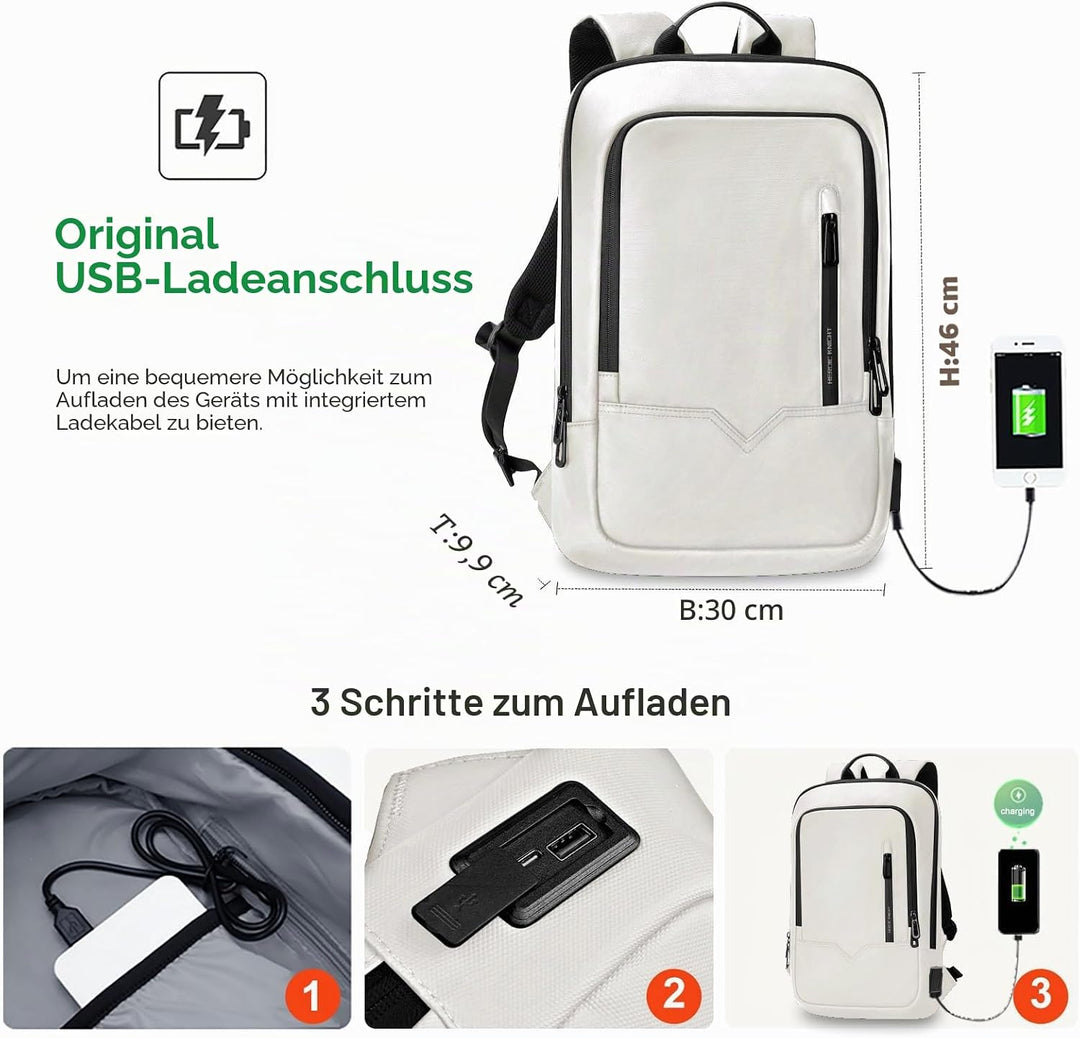 Laptop Rucksack Herren Leicht Business Backpack mit USB-Anschluss Wasserdichter Rucksack Herren Schu