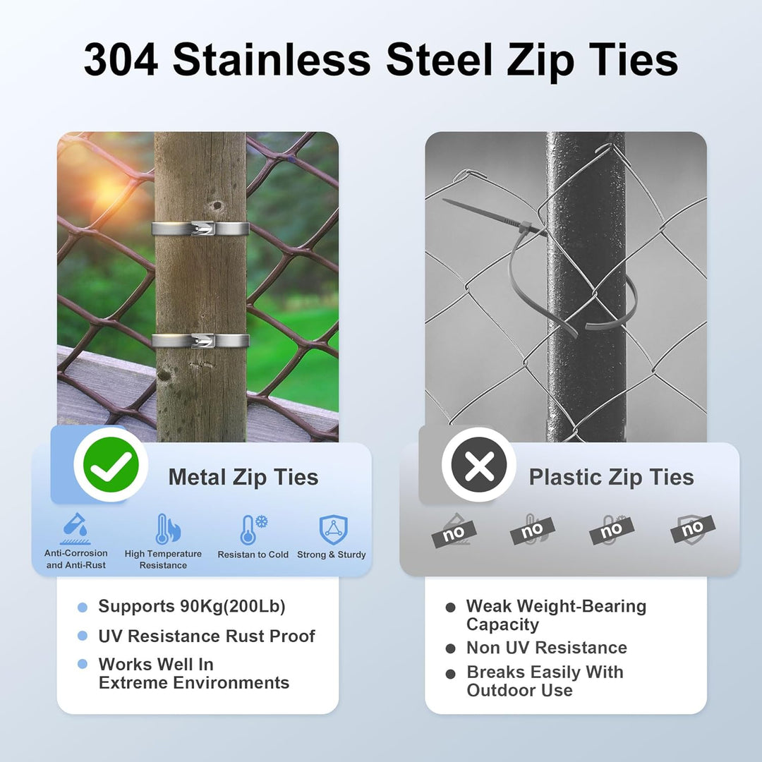 Deecam 500 Stück Edelstahl Kabelbinder 300mmx4,6 mm, Mehrzweck Kabelbinder Metall Rostfrei, Achsmans
