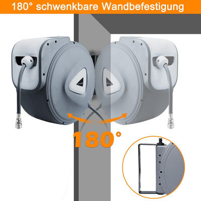 Lospitch Druckluftschlauch Aufroller automatisch 30m Schlauchtrommel 1/4" Anschluss Wandschlauchhalt