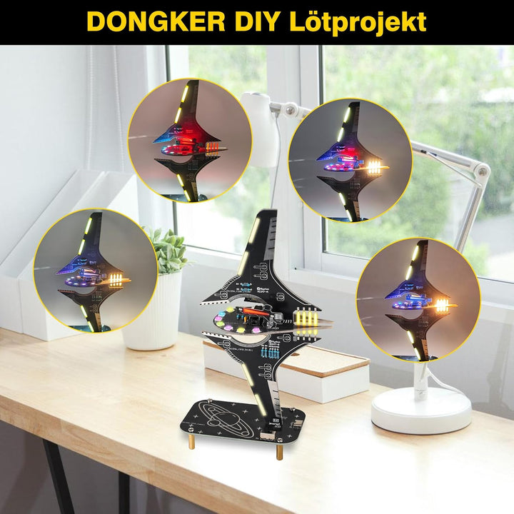 DONGKER Löt Bausatz, Raumschiff Styling RGB LED Licht Löten Übungssatz, DIY Lötprojekt Lampen Bausat