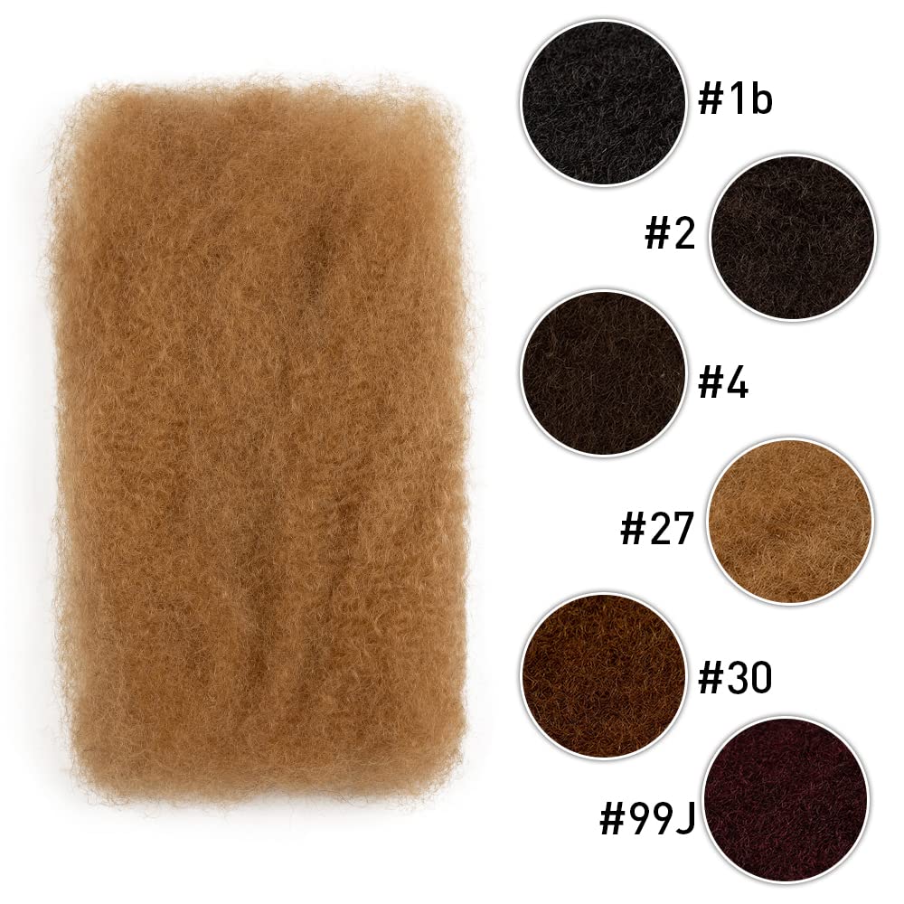 FASHION IDOL Afro Kinkys Bulk Echthaar für Dreadlock Extensions 40CM 3 Packungen 150 Gramm Honigblon