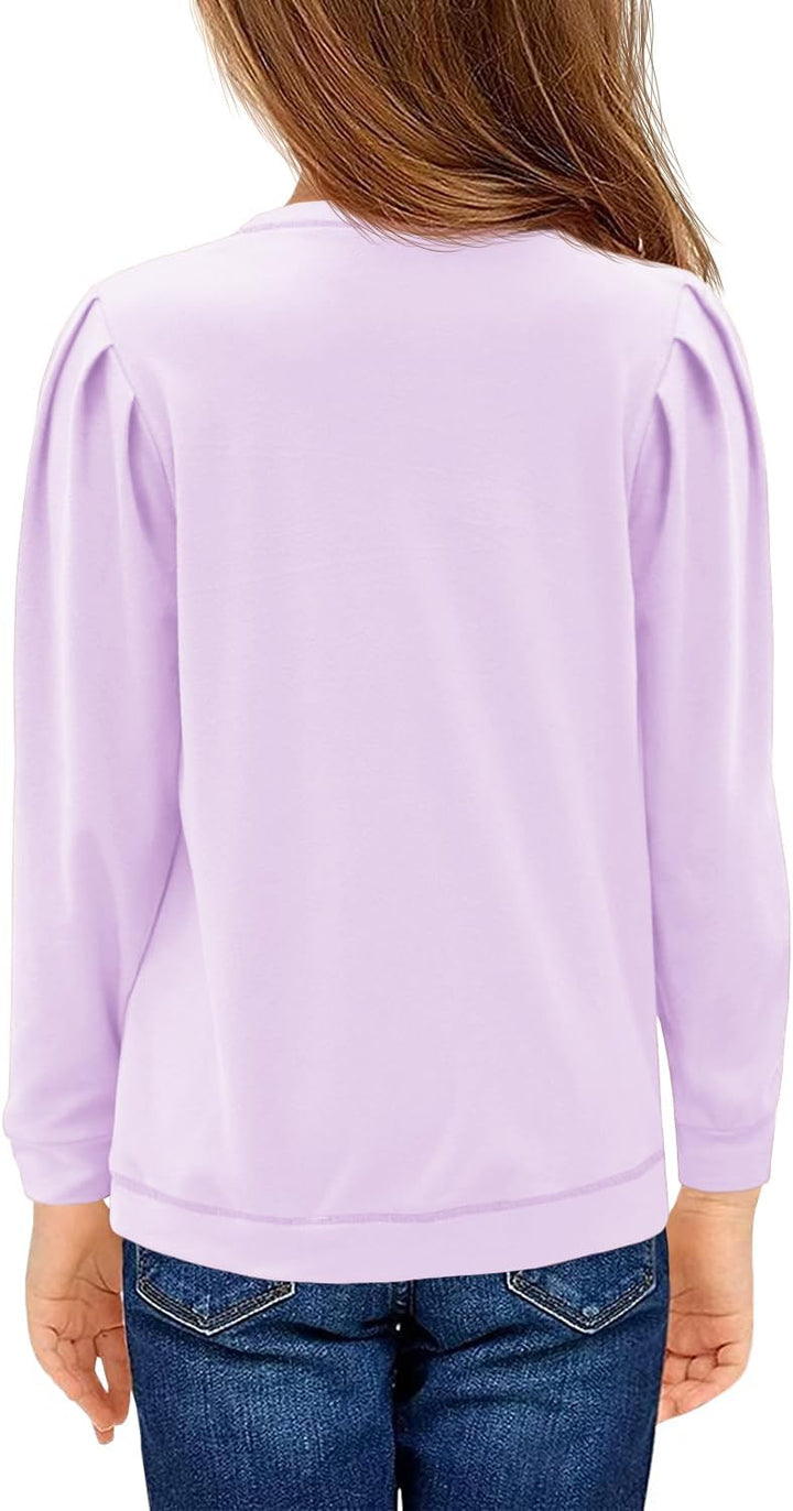 Haloumoning Mädchen Langarm T-Shirt Baumwolle Rundhals Top Leichtgewicht Sport Langarmshirt Basic Ca