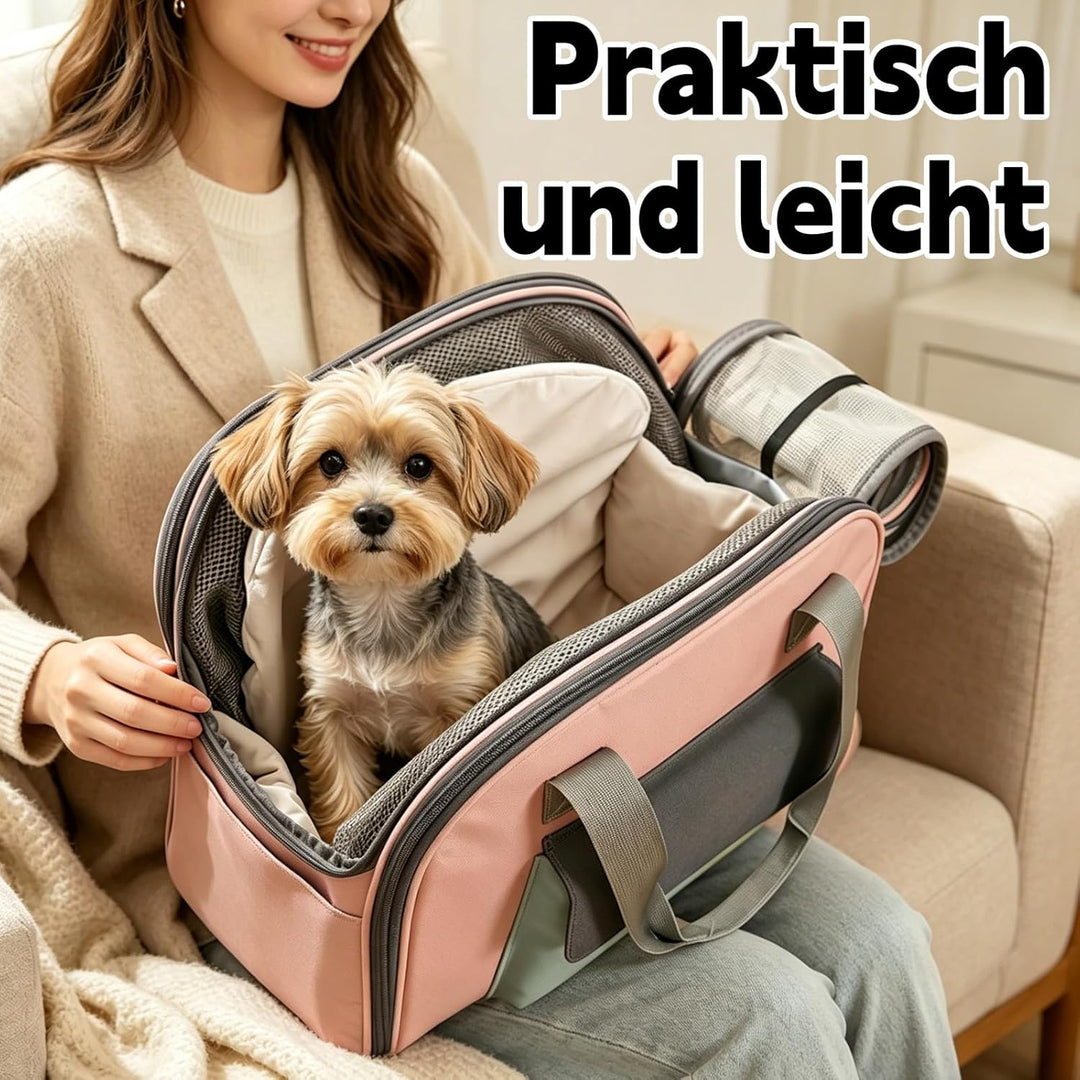 Erweiterbar Katzentransporttasche, Katzen Rucksack mit Netzfenster, Transportbox Katze mit Taschen,