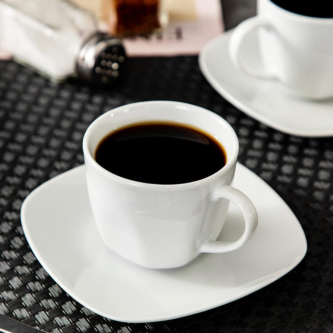 MALACASA, Serie Elisa, 12tlg. Set Cremeweiss Porzellan Kaffeeservice Kaffeebecher Set, Kaffeetassen