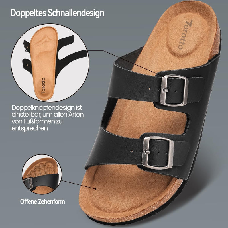 Torotto Herren Pantoletten Leder Unisex-Erwachsene Sandalen Hausschuhe Arbeitsschuhe Antistatik Bequ