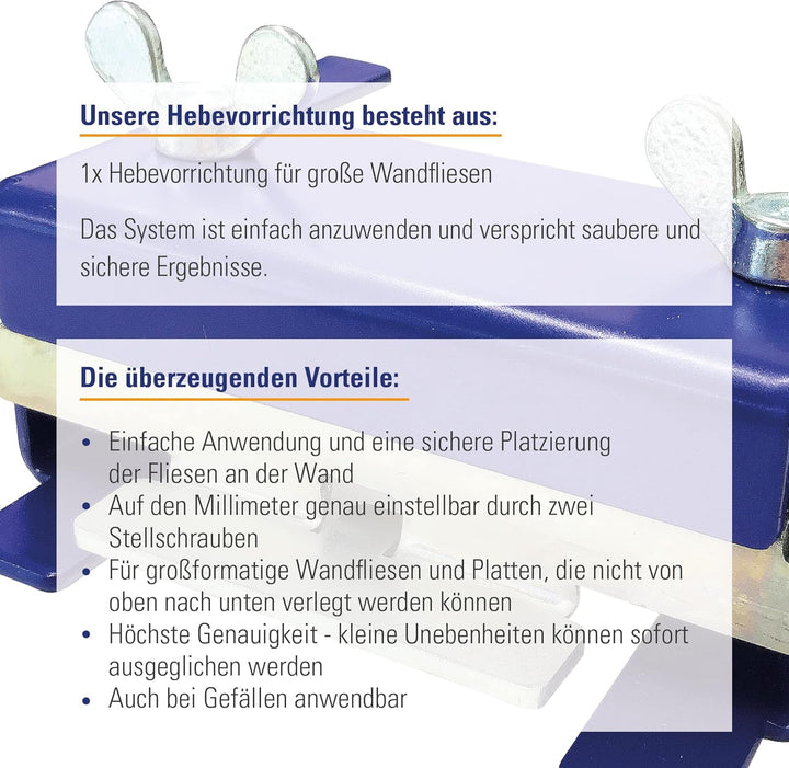 Karl Dahm Hebevorrichtung für grosse Wandfliesen - Liftfix Pro I Höhenregler Werkzeug für Fliesen I