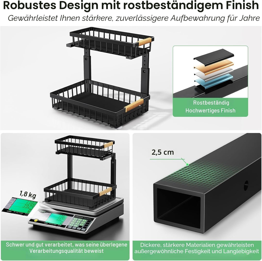 Kitstorack Metall Spülschrank Organizer, 1 Stück Unter Waschbecken Regal Organizer, 2-stufig Herausg