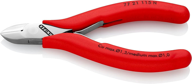 Knipex Elektronik-Seitenschneider mit durchgestecktem Gelenk mit Kunststoff überzogen 115 mm 77 21 1