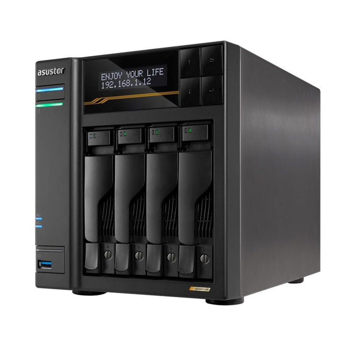Asustor Lockerstor 4 Gen3 AS6804T, 4 Bay NAS Netzwerkspeicher, AMD Ryzen Quad-Core 2.3 GHz, 16GB RAM