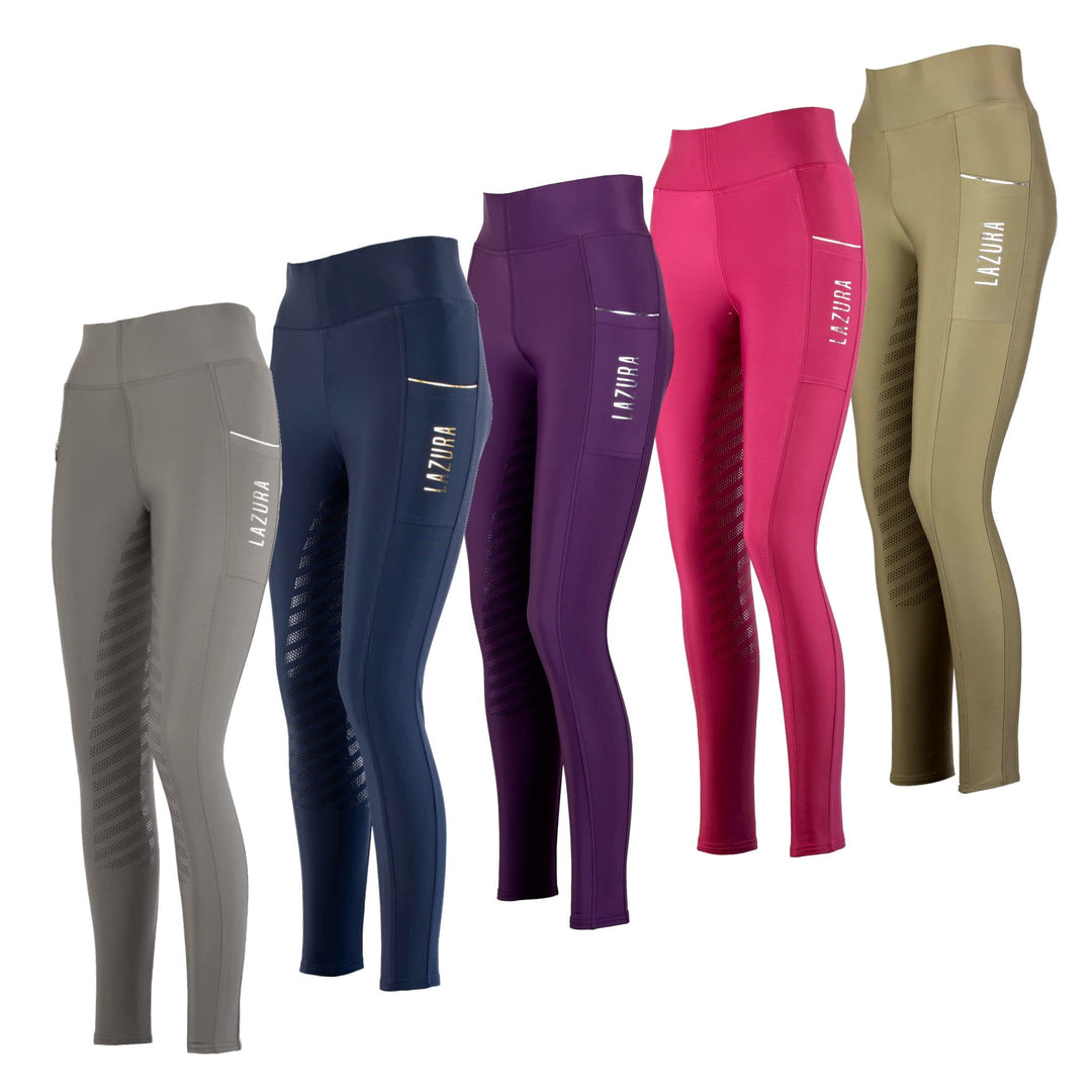 Lazura - Reitleggings für Damen Fenja | Vollbesatz aus Silikon | Reithose mit 2 seitlichen Handytasc