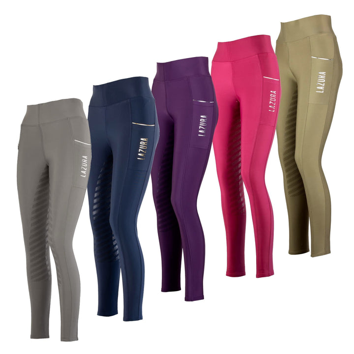 Lazura - Reitleggings für Damen Fenja | Vollbesatz aus Silikon | Reithose mit 2 seitlichen Handytasc