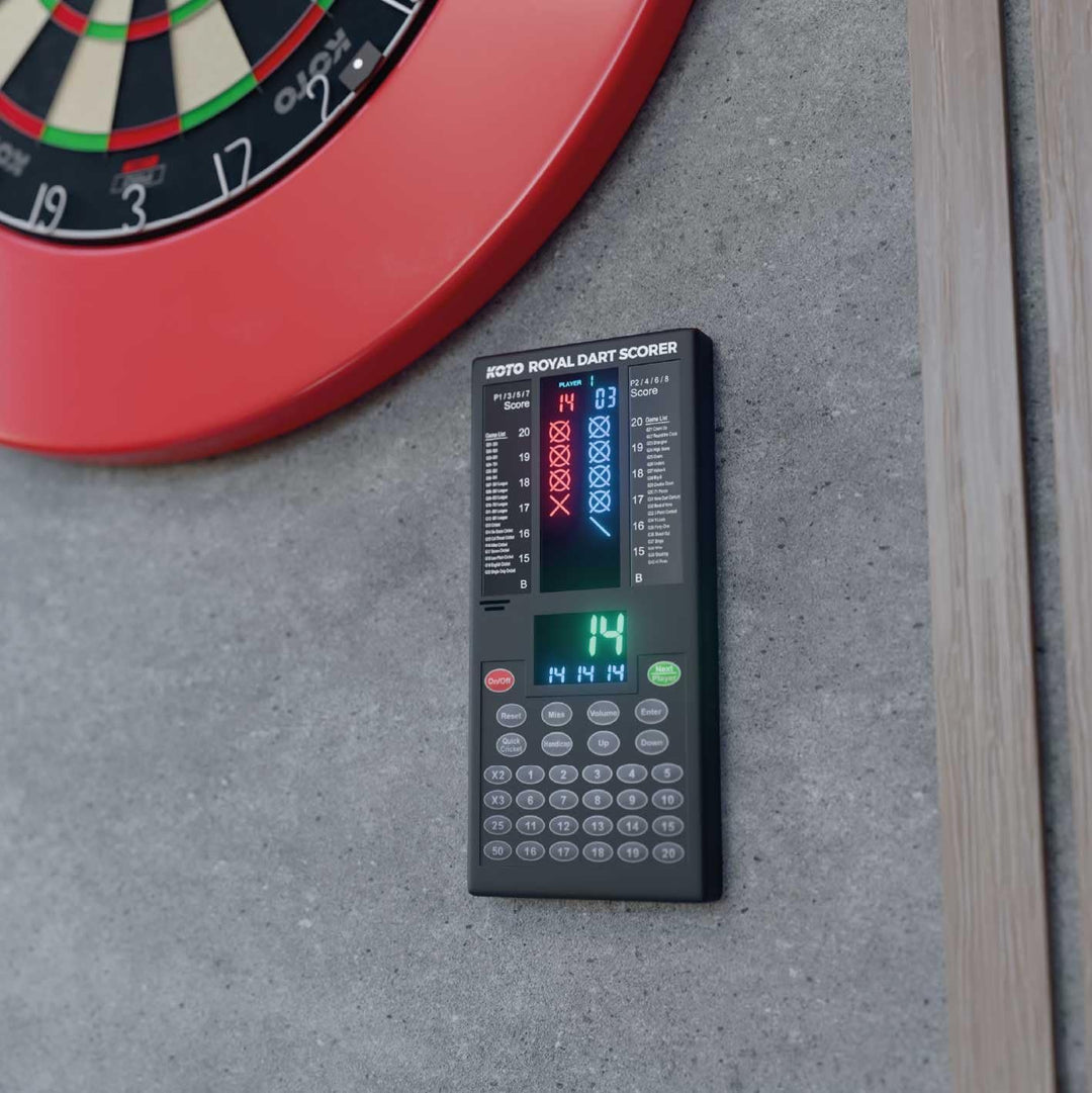 KOTO Royal Dart Scorer - Elektronische Touch Pad Dart Scorer Punktzähler - Für 8 Spieler - 40 Spiele