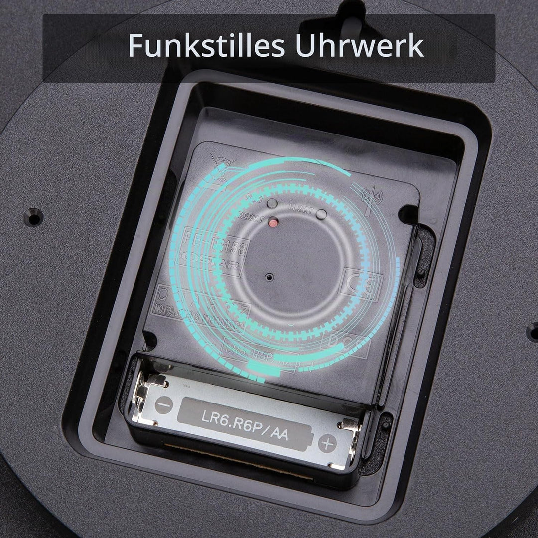 VIVILINEN Funkuhr Lautlos Wanduhr Ohne Tickgeräusche Funkwanduhr Geräuschlos Wanduhr Nicht Tickend H