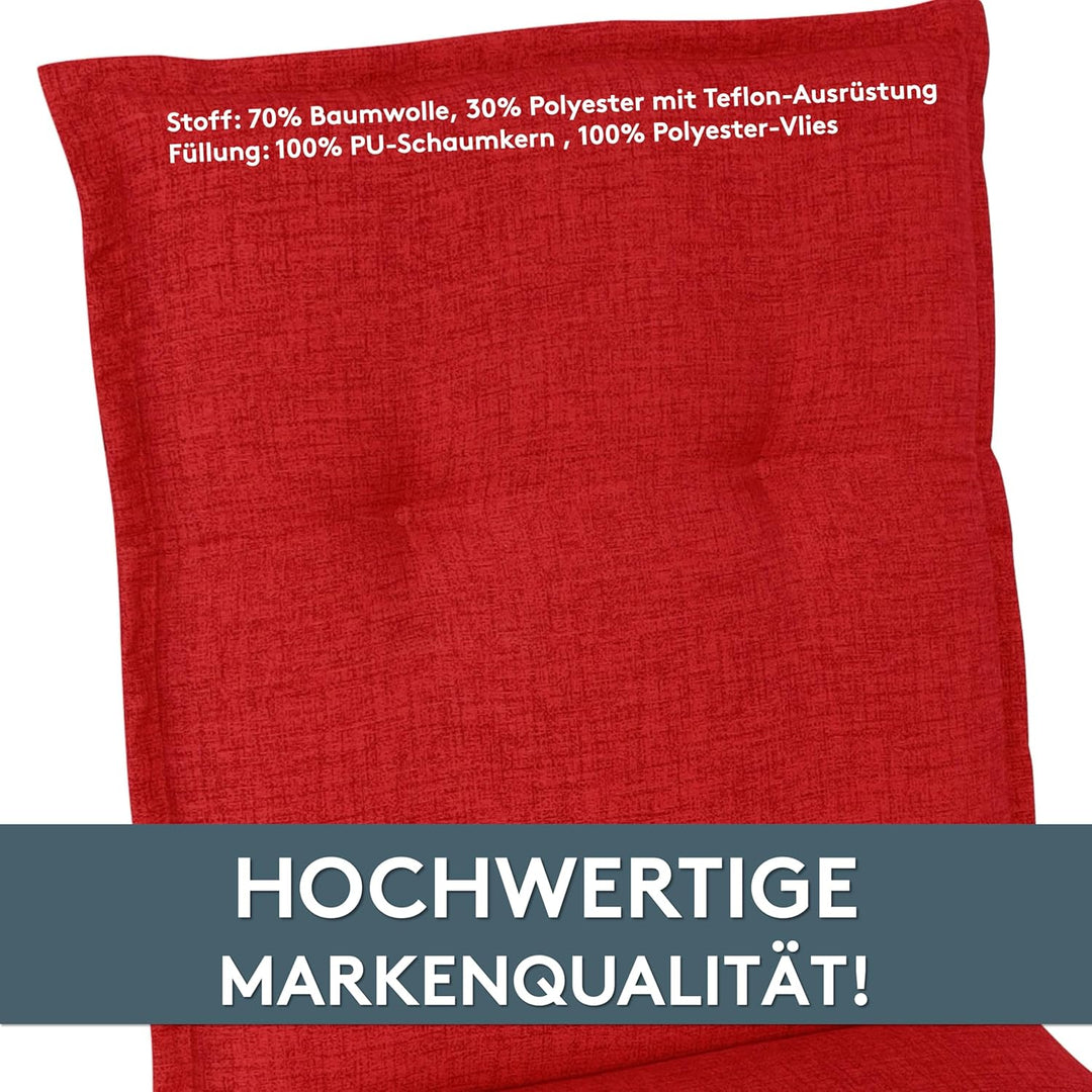 LILENO HOME Gartenstuhl Auflagen als [2er Set - Niedriglehner] in Rot - Bequeme Liegen als Sitzaufla