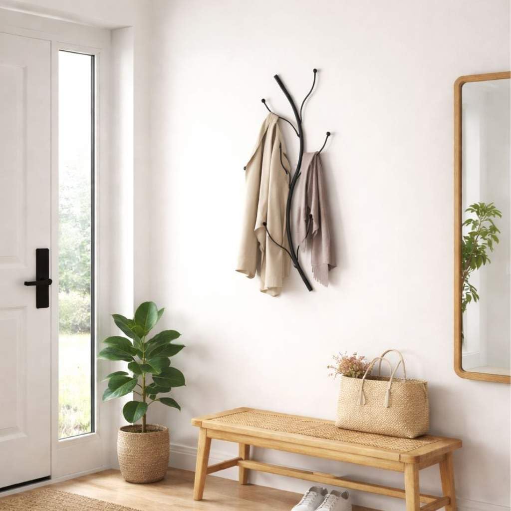 DanDiBo Wandgarderobe Schwarz Metall 93861 Flora Garderobe Wand Garderobenhaken Flurgarderobe Kleide