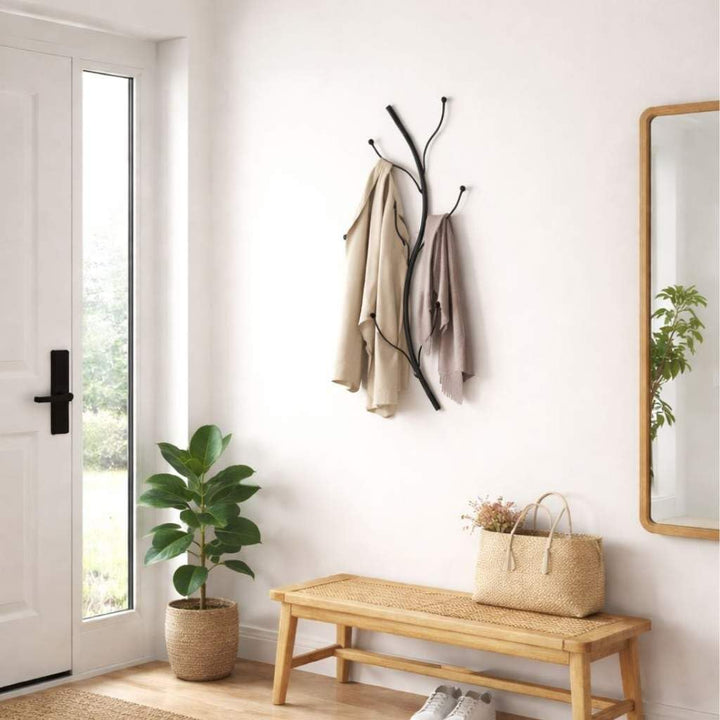DanDiBo Wandgarderobe Schwarz Metall 93861 Flora Garderobe Wand Garderobenhaken Flurgarderobe Kleide