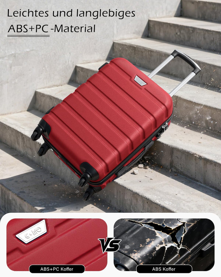 COOLIFE Koffer Gross 77cm XL, PC+ABS, Rollkoffer mit 360° Spinner Räder | TSA Zahlenschloss, Leicht