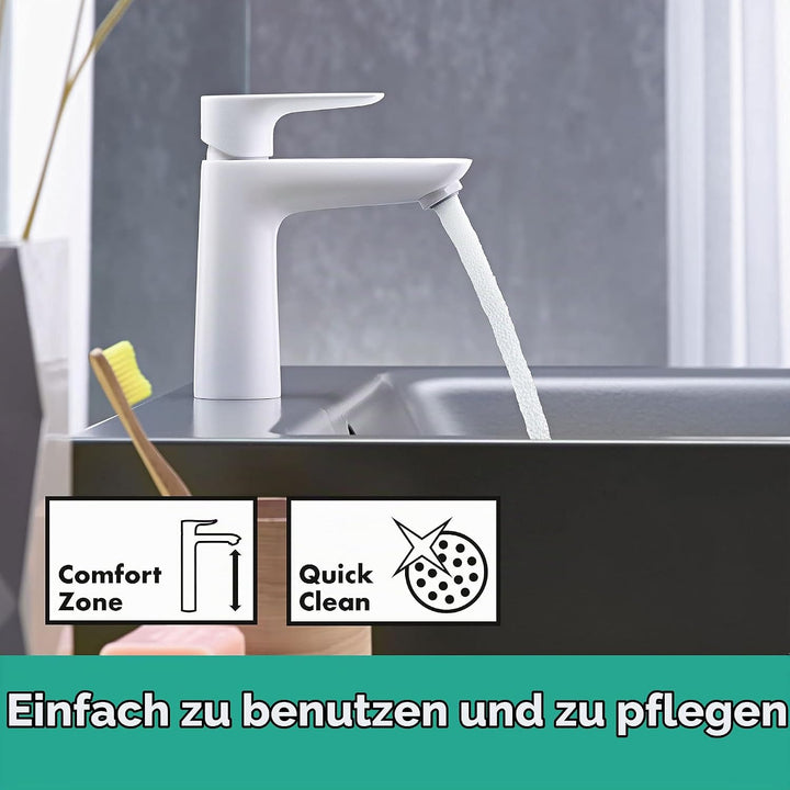 hansgrohe Wasserhahn Talis E CoolStart (Armatur mit Auslauf Höhe 110 mm), Einhebel-Waschtischmischer