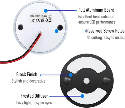 acegoo 12V LED Deckenleuchte Wohnmobil Beleuchtung Leuchte Dimmbar Innenbeleuchtung 75mm, Zwei Farbe
