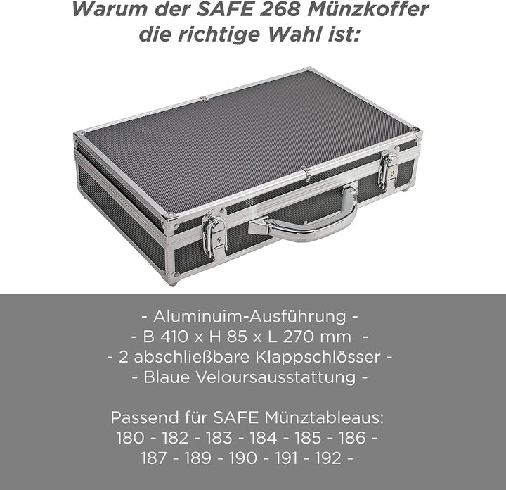 SAFE 268 - 288 Münzen-Koffer Diamant (ohne Inhalt) schwarz für Münzen verschiedener Durchmesser. Zum