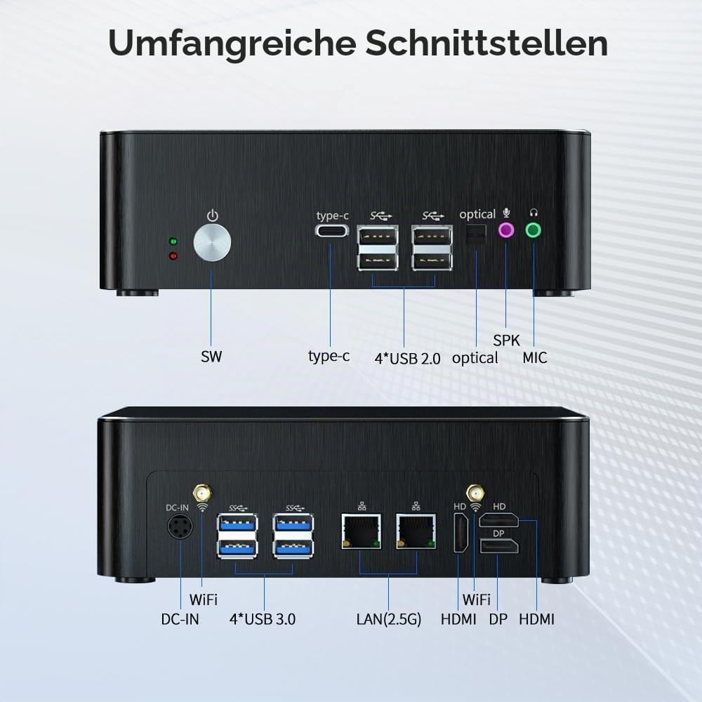 Thdeukoty Mini PC mit Core i9-9880H 2,3 bis zu 4,8GHz, 64G DDR4 1T NVME SSD, Windows 11 Pro Desktop