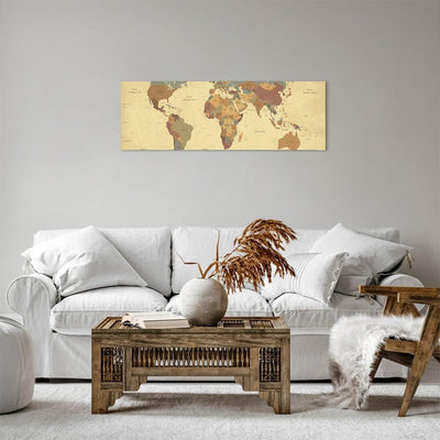 Panorama Bilder auf Leinwand Karte Welt Land Leinwandbild mit Rahmen 90x30cm Wandbilder Dekoration W