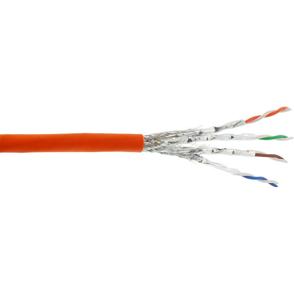 InLine 70050I Verlegekabel Cat.7a, S/FTP (PiMF) 4x2x0,58 AWG23, 1200MHz, halogenfrei, orange, 50m