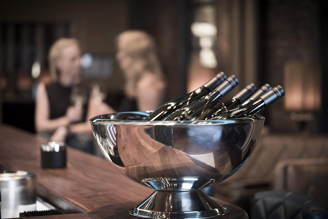 Champagnerkühler,Sektkühler aus Edelstahl, klassischer Stil,hochglanzpoliert, doppelwandig, 10,5 L F