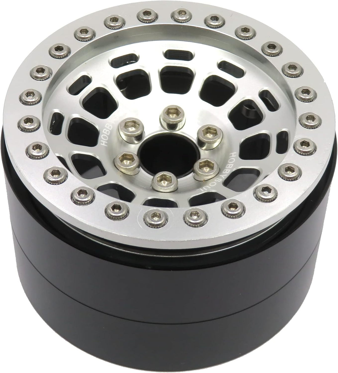 hobbysoul 4 Stück Breite 1,57Zoll (40mm) 2,2 Beadlock Räder 122g/Felge, 2,2 Räder Silberne Felgen Fü