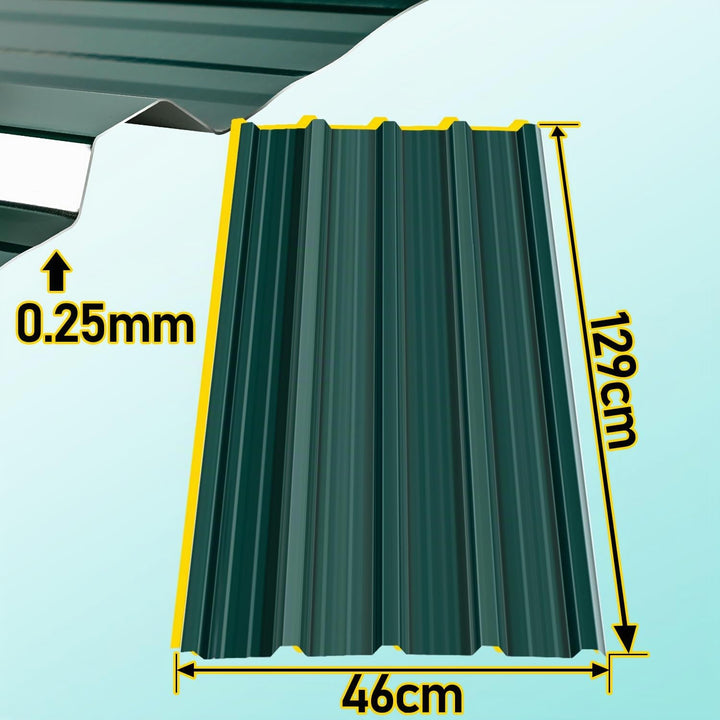 Trapezblech Dachplatten 12 Stück, 129 × 46 cm Dachblech Set aus verzinktem Stahl, ca. 7 m², Wellblec