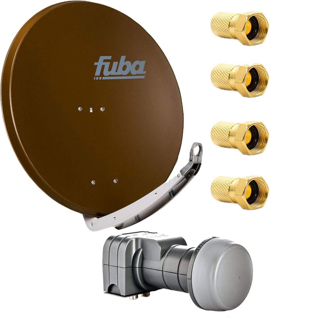 Fuba DAA 780 B Satellitenantenne 78 cm Aluminium Braun mit DEK 217 Twin LNB 4 F-Stecker, Braun