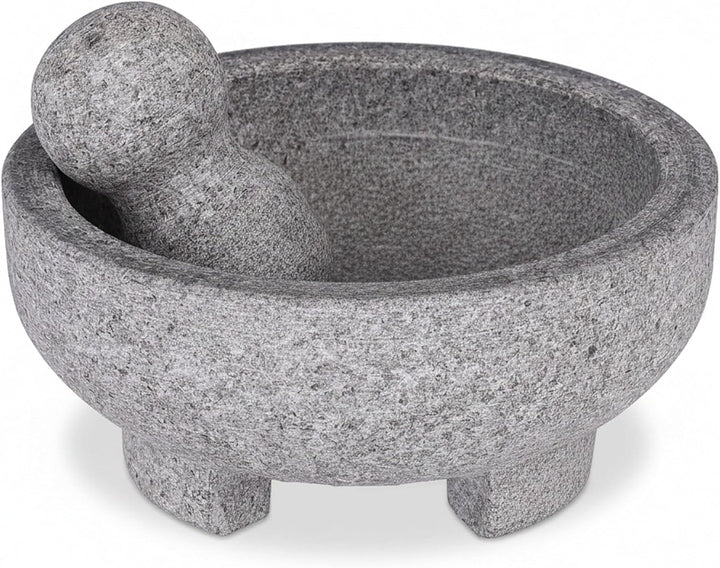 Relaxdays Mörser mit Stössel, Granit, H x D: 9 x 20 cm, robust, langlebig, unpoliert, Steinmörser Ge