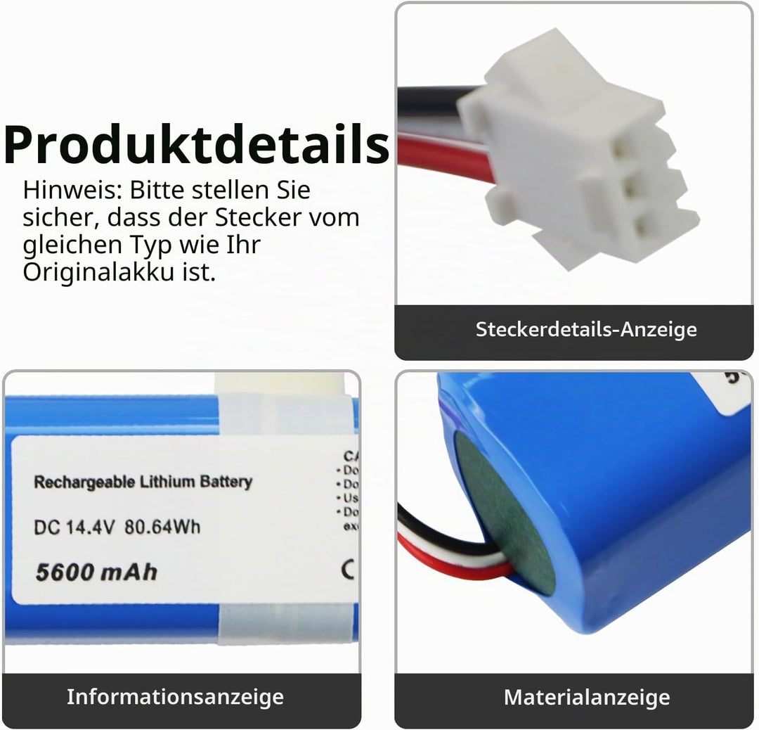 K KYUER 5600mAh Rechargeable Saugroboter Akku für HONITURE Q6/Q6 Pro AIRROBO T10+/T20+ Ultenic T10/T