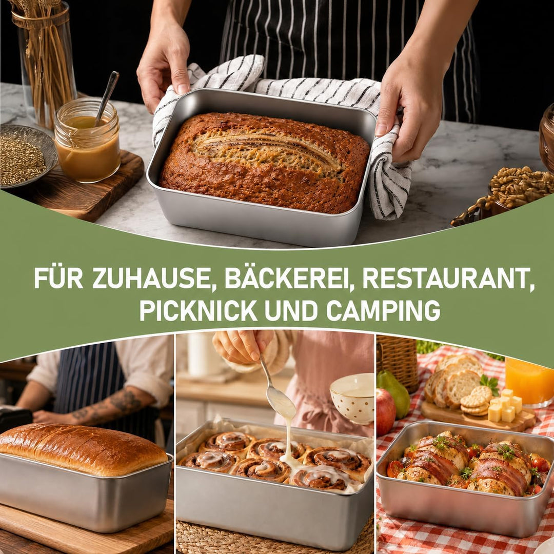 8er Set Kastenform Edelstahl, 22 x 15 x 6,5 cm Backform ohne Beschichtung, Edelstahl-Kastenformen Br